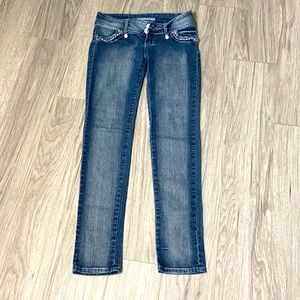 Silver diva faded skinny blue jeans With beaded detail